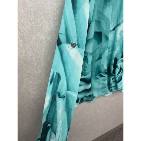 Alfani Green/Black Faux Wrap Blouse Size 14 - Picture 5 of 8